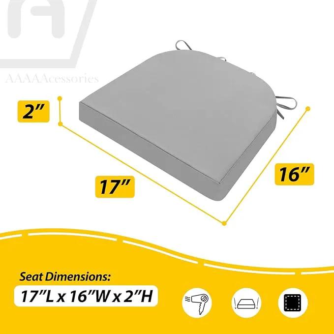 AAAAAcessories Outdoor Seat Cushions for Chairs, Waterproof, Fade-Resistant Patio Furniture Replacement Cushions, 17" x 16" x 2", Set of 2, Gray by GreenHaven Gardens