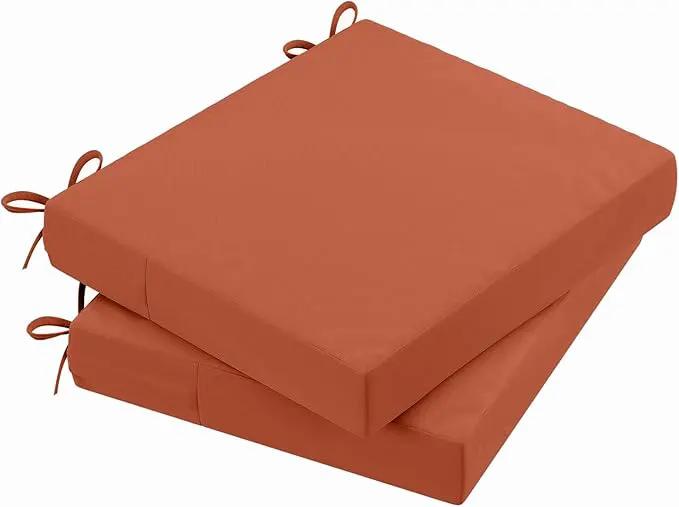 AAAAAcessories Outdoor Seat Cushions for Chairs, Waterproof, Fade-Resistant Patio Furniture Replacement Cushions, 18.5" x 16" x 3", Set of 2, Rust by GreenHaven Gardens