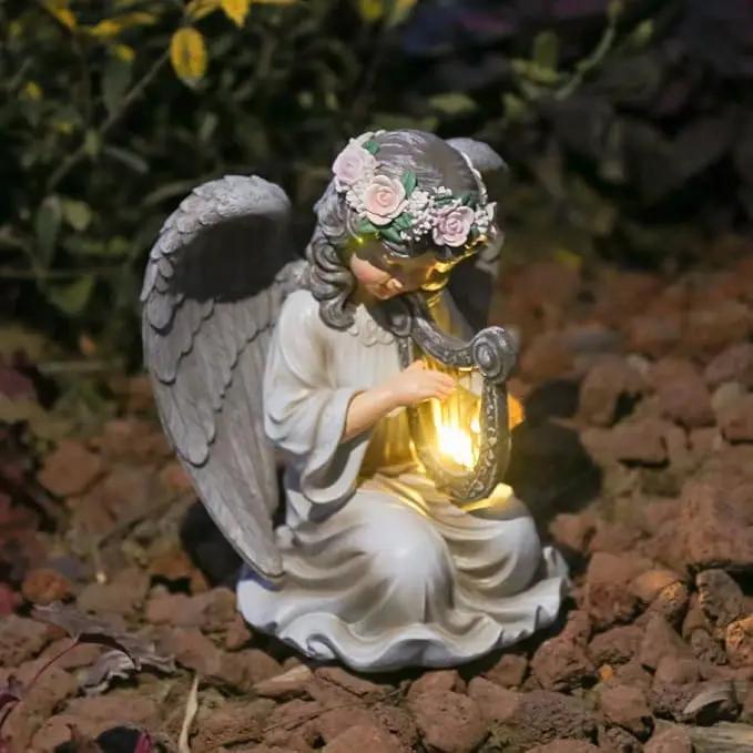 Solar Garden Statues Outdoor Angels Lights, Unique Housewarming Garden Gifts for Women Mom Wife Grandma and Sisters，Cute Angels Sculpture Decoration for Patio, Terrace, Balcony, Lawn by GreenHaven Gardens