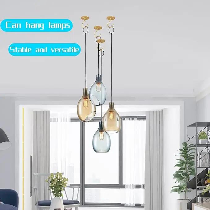 Ceiling Hooks for Hanging Plants- Metal Heavy Duty Wall Mounted Hangers for Hanging Bird Feeders, Planters, Wind Chimes, Include Professional Drywall Anchors (5 Pack) (Bright Gold) by GreenHaven Gardens