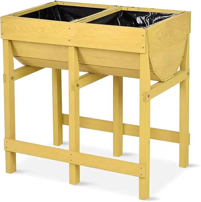 Giantex Raised Garden Bed, Elevated Wood Planter Stand, Garden Grow Box Kit W/Legs for Vegetable, Flower, Herb - Outdoor Planter W/Shelf for Garden, Patio, Backyard - Natural by GreenHaven Gardens