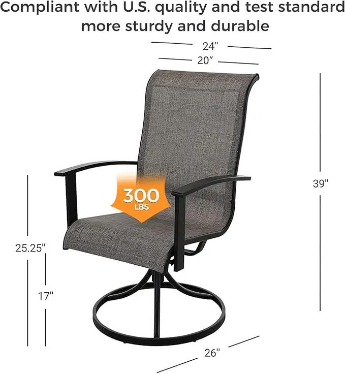 Grand patio Outdoor Swivel Dining Chairs 6-Piece Patio Dining Chair Set Mesh Sling Patio High Back Swivel Rockers, Mixed Coffee by GreenHaven Gardens