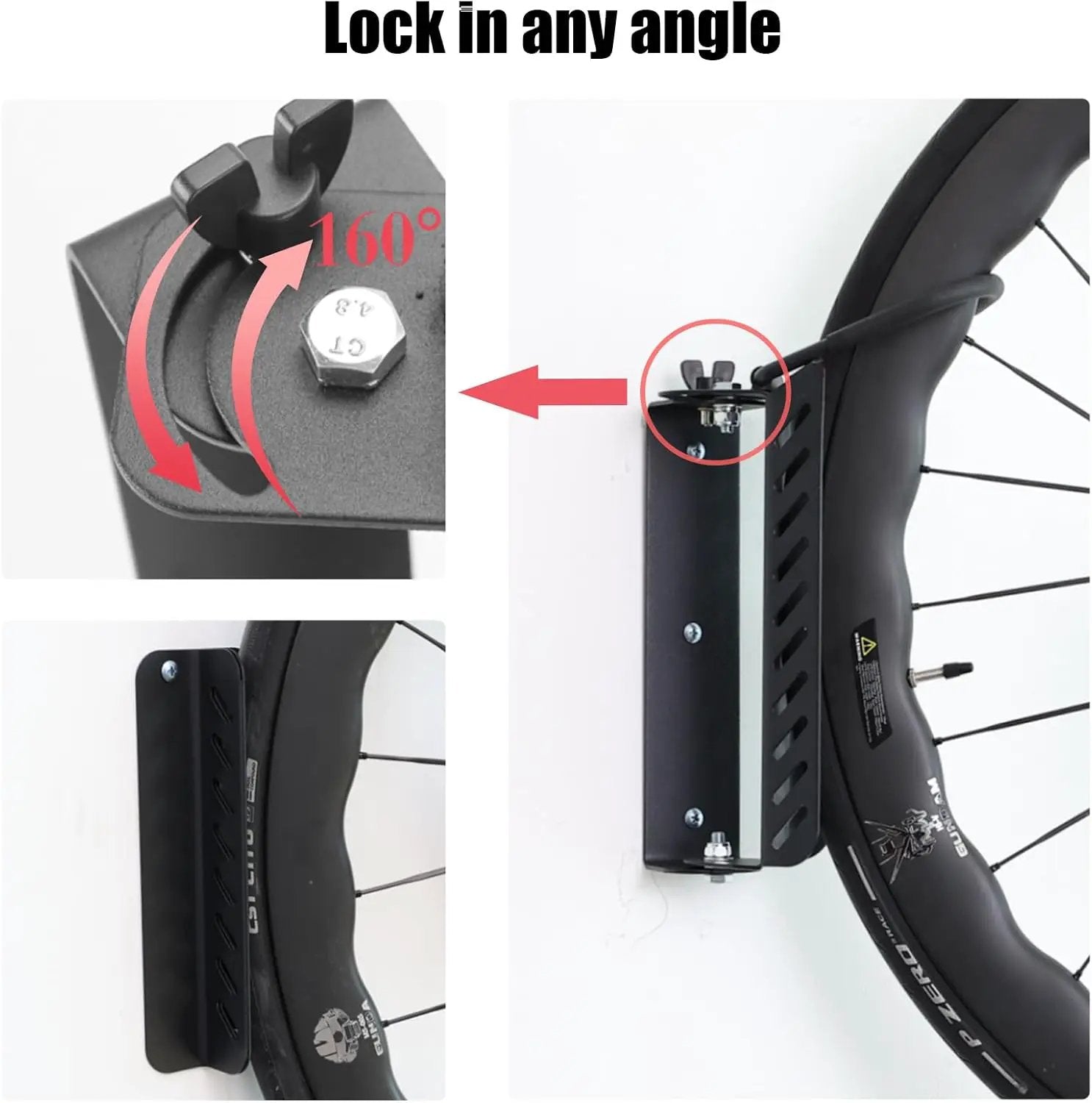 Bike Wall Mount Vertical, Swivel Bike Hangers For Garage, Bike Rack Garage Wall, Bicycle Hooks, Garden Indoor Outdoor Storage, All Metal (4Pack) by GreenHaven Gardens
