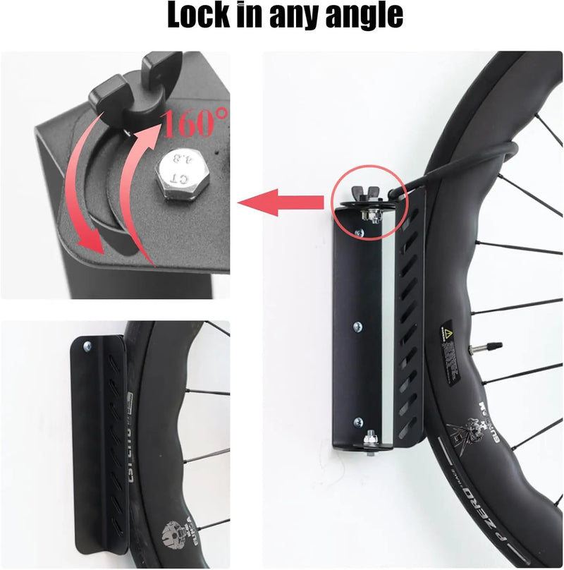 Bike Wall Mount Vertical, Swivel Bike Hangers For Garage, Bike Rack Garage Wall, Bicycle Hooks, Garden Indoor Outdoor Storage, All Metal (4Pack) by GreenHaven Gardens