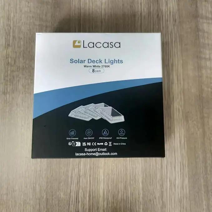 Lacasa Solar Deck Lights, 8 Pack 30LM LED Dock Lights Warm White 2700K, Outdoor Solar Powered Step Lights Light up All Night IP68 Waterproof Auto ON/Off for Garden Stairs Driveway Pathway Lighting by GreenHaven Gardens