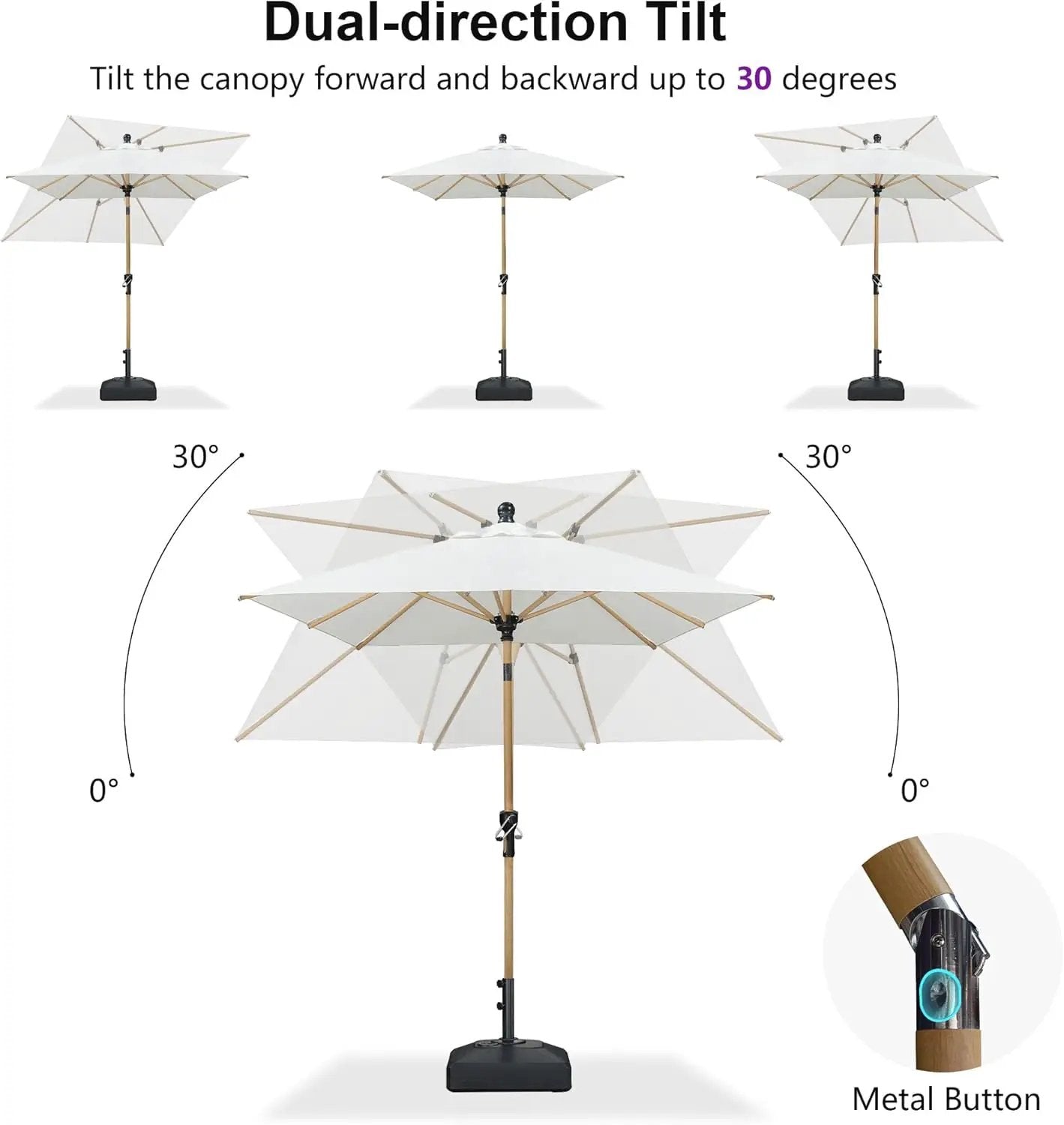PURPLE LEAF 8' x 8' Square Patio Umbrella Market Umbrella Aluminum Outdoor Table Umbrella with Push Button Tilt & 8 Sturdy Ribs and Crank Square Outdoor Umbrellas for Pool Backyard Deck, Cream by GreenHaven Gardens
