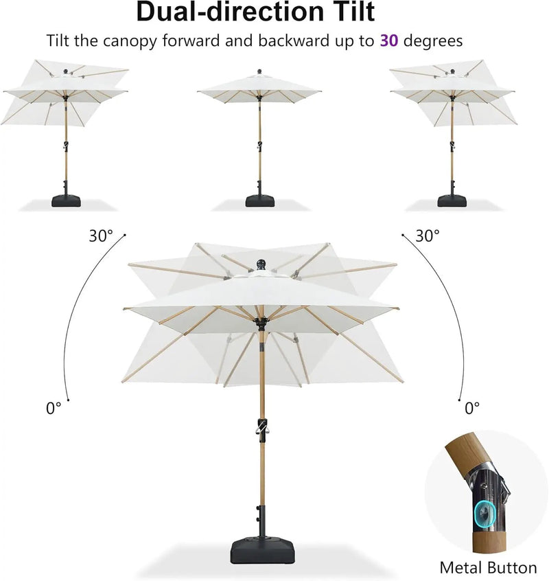 PURPLE LEAF 8' x 8' Square Patio Umbrella Market Umbrella Aluminum Outdoor Table Umbrella with Push Button Tilt & 8 Sturdy Ribs and Crank Square Outdoor Umbrellas for Pool Backyard Deck, Cream by GreenHaven Gardens