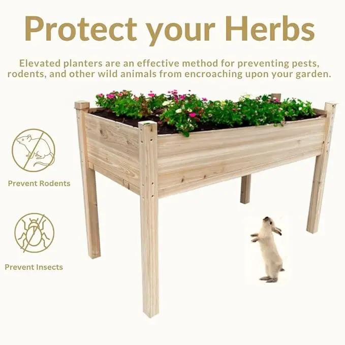 BTExpert 4ft Wooden Raised Garden Bed with Legs, 48x24x30in Elevated Planter Box Stand for Vegetable Flower Backyard, Patio, Balcony Large Wood Raised Beds Liner Outdoor - 30 in Height by GreenHaven Gardens