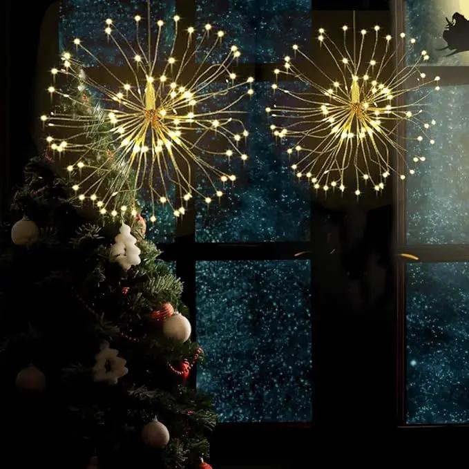 Firework Lights,10 Pack LED Copper Wire Fireworks Lights Fairy Lights Christmas Hanging Dimmable String 8 Modes Waterproof with Remote Control by GreenHaven Gardens
