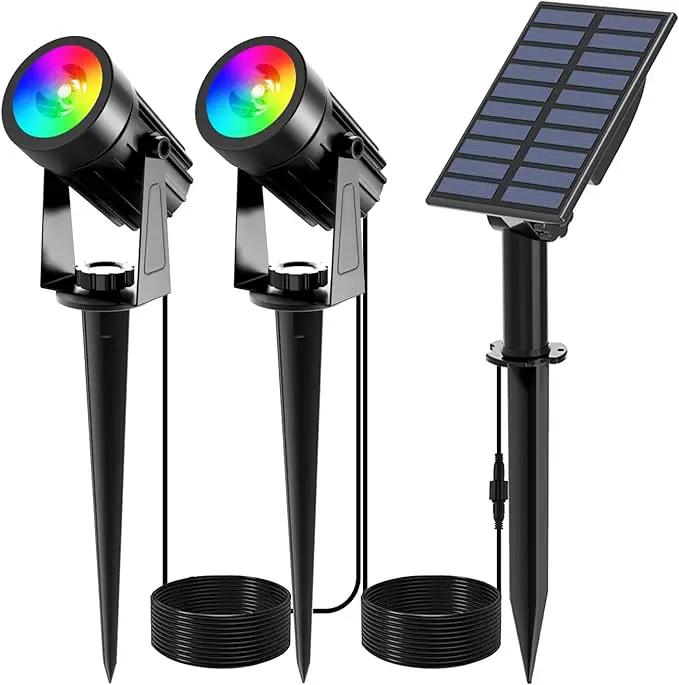 T-SUNUS Color Changing Solar Spot Lights, RGB LED Landscape Lights IP65 Waterproof for Outdoor, Garden, Pathway, Trees by GreenHaven Gardens