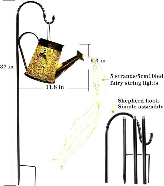 Morestar Solar Garden Fairy Lights Decorative Outdoor(Warm White),Solar Watering Can Hummingbird Lights,Metal Waterproof Hanging Solar Lantern,Christmas Gift for Mom Grandmom for Patio Yard Lawn Decor by GreenHaven Gardens