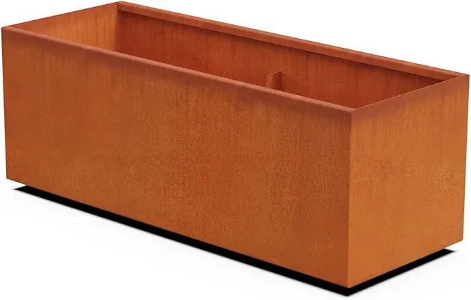 Corten Steel Planter Rectangle Outdoor Metal Garden Box Heavy Duty | Made in USA | Fully Assembled by GreenHaven Gardens