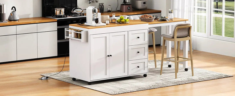 K&K 74.8" Kitchen Island with Extendable Dining Table by HouseOfZazla