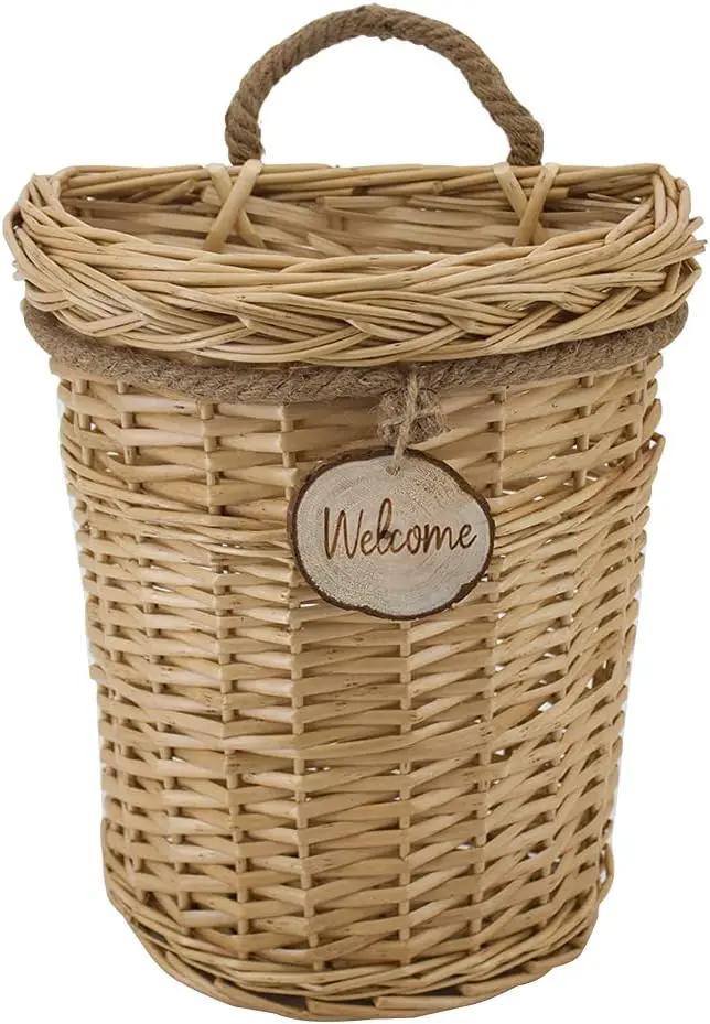 Woven Wicker Hanging Basket Door Hanging Basket Wall Decorations for Home Garden Farmhouse (original) by GreenHaven Gardens