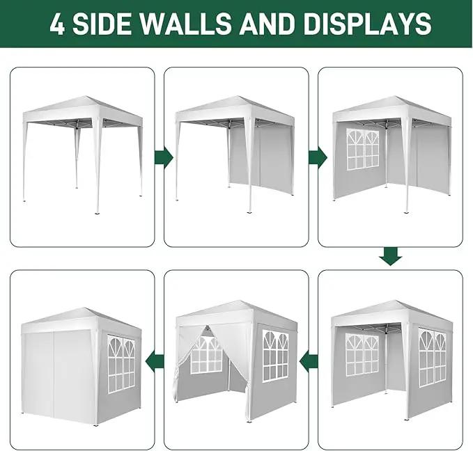 Outvita 6.5x6.5ft Pop Up Canopy Tent, Outdoor Instant Shelter Folding Canopy with 4 Side Walls and Carry Bag for Commercial Events, Party, Backyard BBQ, Camping White by GreenHaven Gardens
