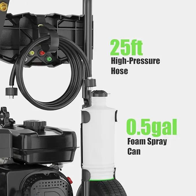 Commercial 4200PSI 4GPM 212CC Gas Pressure Washer, 7.0 HP Professional Gas Power Washer with 5 Nozzles 25FT Hose Foam Bottle for Car Fence Driveway Yard (EPA/CARB/ETL Compliant), Black by GreenHaven Gardens