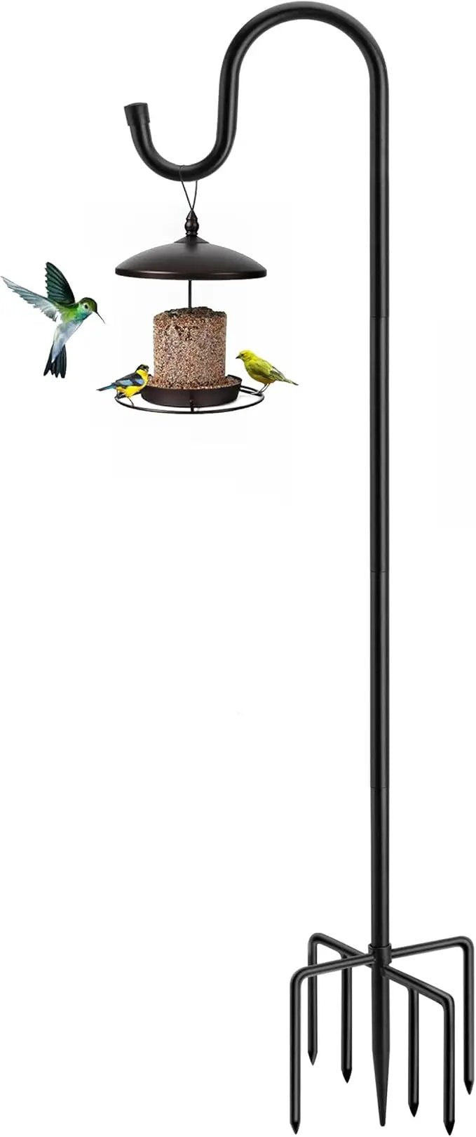 60" Shepherds Hooks for Outdoor, Heavy Duty Bird Feeder Pole for Hummingbird Feeder, Hanging Lantern, Shepherds Hook for Bird Feeders for Outside with 7 Prongs Base,1 Pack by GreenHaven Gardens