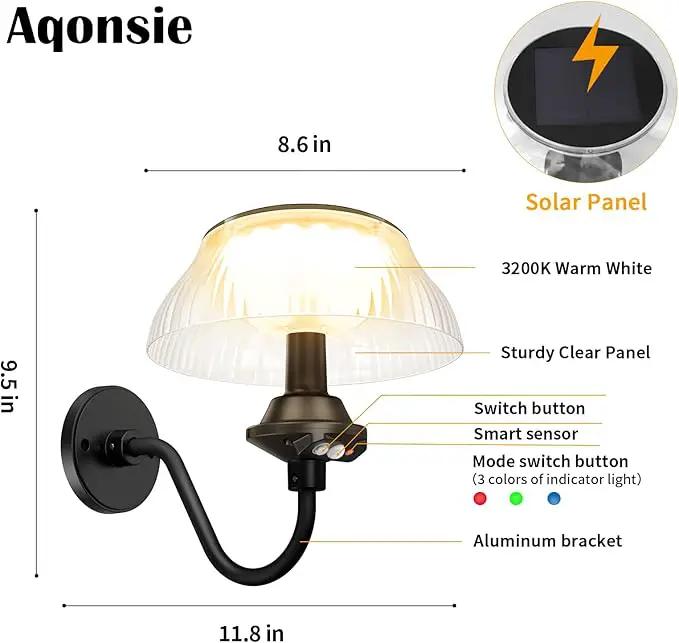 Aqonsie Solar Barn Lights Outdoor with 3 Lighting Modes & Motion Sensor, Attractive Solar Wall Lights Outdoor, Waterproof Outdoor Solar Light for Chicken coop, Barn, Shed, Garden, Porch, Yard, 2 Pack by GreenHaven Gardens