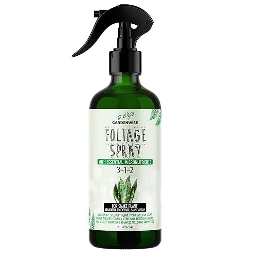 Professional Foliar Plant Spray with Essential Micronutrients 3-1-2 for Snake Plants, Dracaena trifasciata, Sansevieria - Liquid Fertilizer - Plant Food - Plant Shine - Plant Care (8 OZ) by GreenHaven Gardens