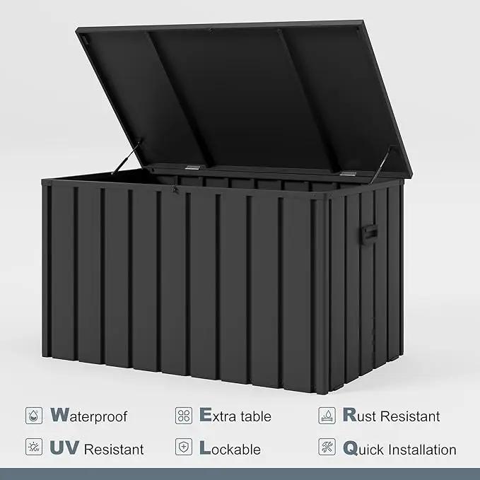 PURPLE LEAF Outdoor Deck Box 120 Gallon Waterproof Lockable Storage Box Container with Lid Deck Organization for Patio Cushions Side Table Pool Accessories Garden Tools, Gray by GreenHaven Gardens