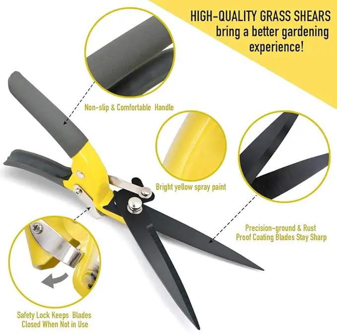 JARDINEER Sharp Grass Shears, Grass Clippers Handheld, Manual Grass Cutter Edging Shears for Lawn Garden by GreenHaven Gardens