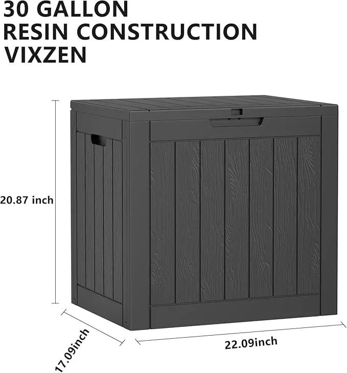 30 Gallon Resin Deck Box,Lockable Outdoor Storage Box for Patio Cushions Storage Furniture,Garden Tools,Pool Supplies, Weatherproof and UV Resistant- Black by GreenHaven Gardens