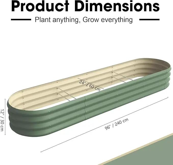 8x2x1ft Oval Galvanized Raised Garden Bed Outdoor 9-in-1 Large Metal Modular Planter Box Raised Beds for Gardening,Vegetables,Fruits,Flowers & Herbs (Green) by GreenHaven Gardens