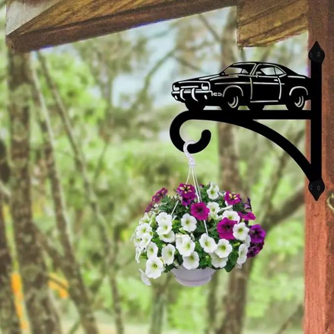 peacoblue Iron Plant Hangers Hooks for Outdoor Indoor Hanging Plants Flower Fern Pots Lantern Bird Feeder,11.8"x13.6" Weather Resistant Metal Wall Holder for Porch Garden Farmhouse(Retro Car) by GreenHaven Gardens