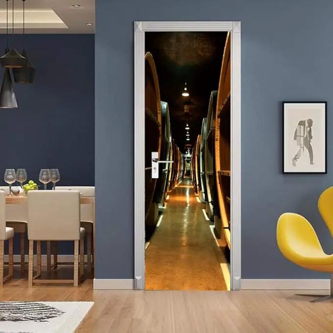 3D Door Stickers Murals Peel and Stick - Wine Cellar - Door Wallpaper Self-Adhesive Door Decals Removable PVC Waterproof Door Poster for Bedroom Living Room Door 37.4" x 78.7" by GreenHaven Gardens