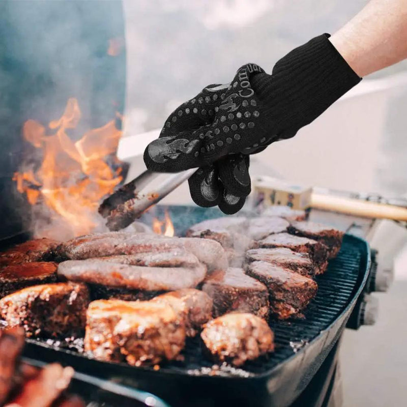 Comsmart BBQ Gloves, 1472F Heat Resistant Silicone Non-Slip Oven Mitts, Long Kitchen Gloves Perfect for Grilling, Cooking, Baking, Cutting by GreenHaven Gardens