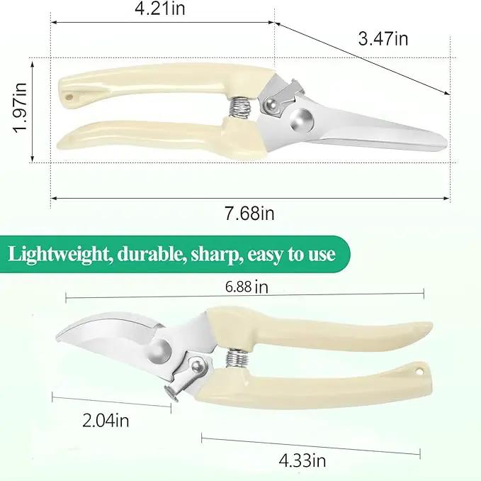 Premium garden shears, meperez pruning scissors gardening tools, pruners for flower, bushes, rose and fruit tree, use for florist, yard and orchard the plant clippers, sharp white steel anvil snips, 2 by GreenHaven Gardens