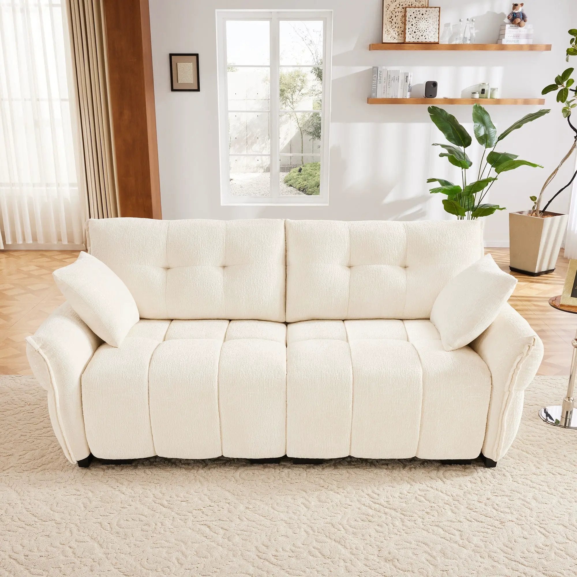 Modern Sofa & Pillows, Textured Cover, High Rebound Cushions by HouseOfZazla