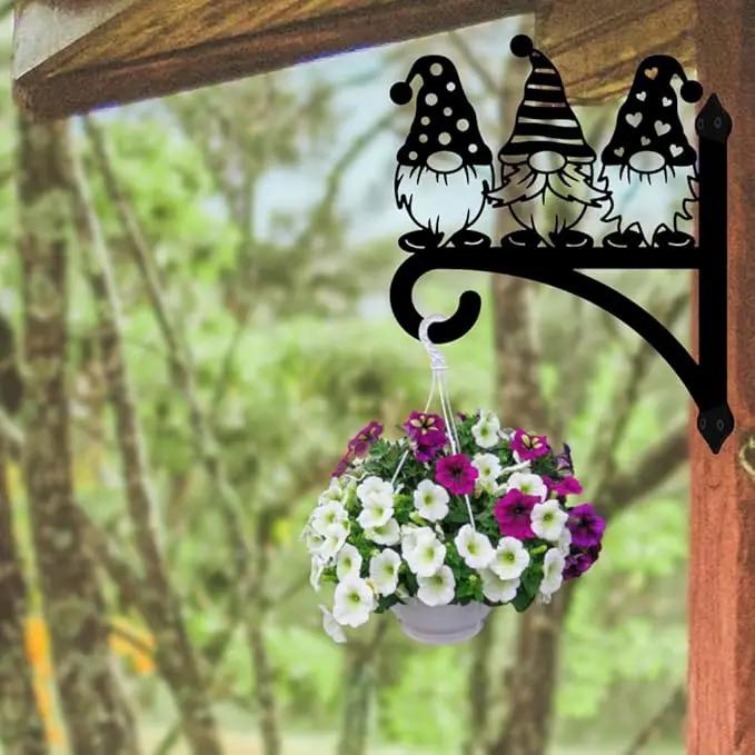 peacoblue Iron Plant Hangers Hooks for Outdoor Indoor Hanging Plants Flower Fern Pots, Lantern, Bird Feeder, 12”x14”Gnome Weather Resistant Metal Wall Brackets Holder for Porch, Garden, House(Gnome) by GreenHaven Gardens