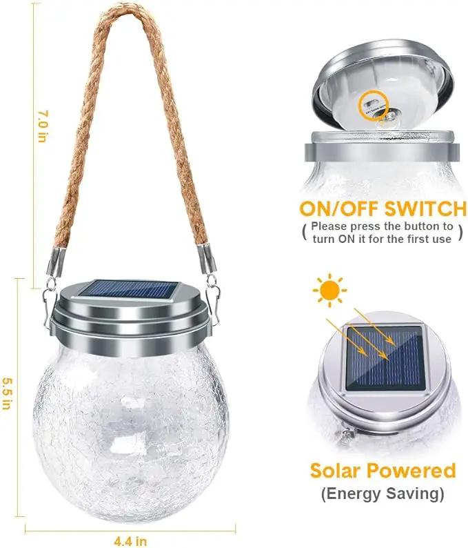 DBF Solar Lanterns Outdoor Waterproof, 2 Pack Hanging Solar Lights Outdoor, LED Cracked Glass Ball Globe Lantern Garden Decor for Patio Backyard Pathway Tree Porch Fence Events (Amber Warm & RGB) by GreenHaven Gardens