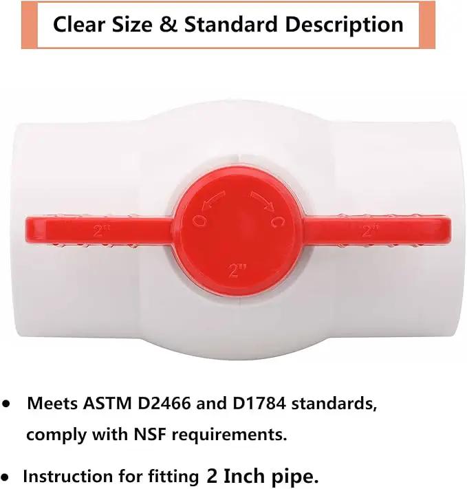 2" PVC Ball Valve Water Pipe Shut-off Valve Socket with Red T-Handle for Cold Water Supply lines, Irrigation Pipe fitting System(Socket x Socket), Schedule 40 by GreenHaven Gardens