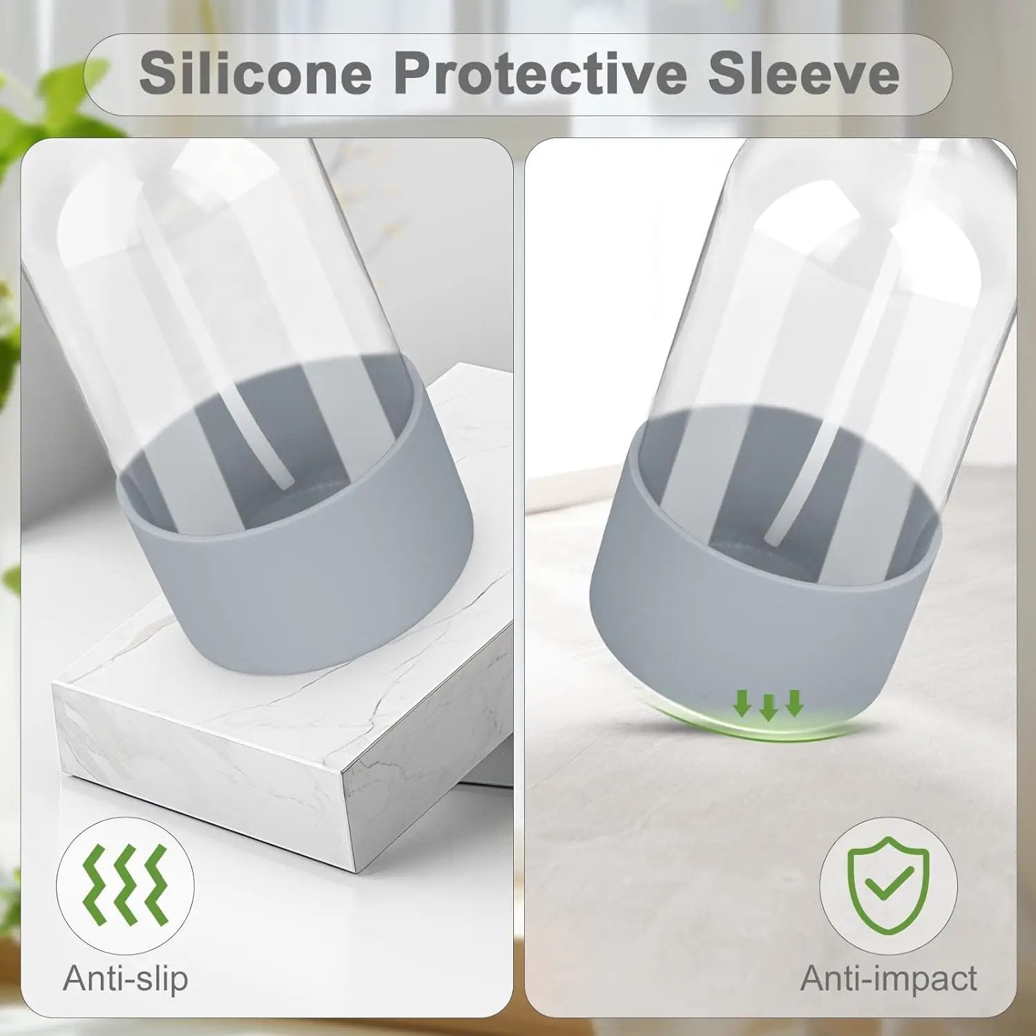 2 Pack Glass Spray Bottles with Silicone Sleeve, 16 oz Empty Refillable Containers with Adjustable Spray Nozzles, Spray Bottles for Hair, Cleaning Solutions and Plants Blue&Grey by GreenHaven Gardens