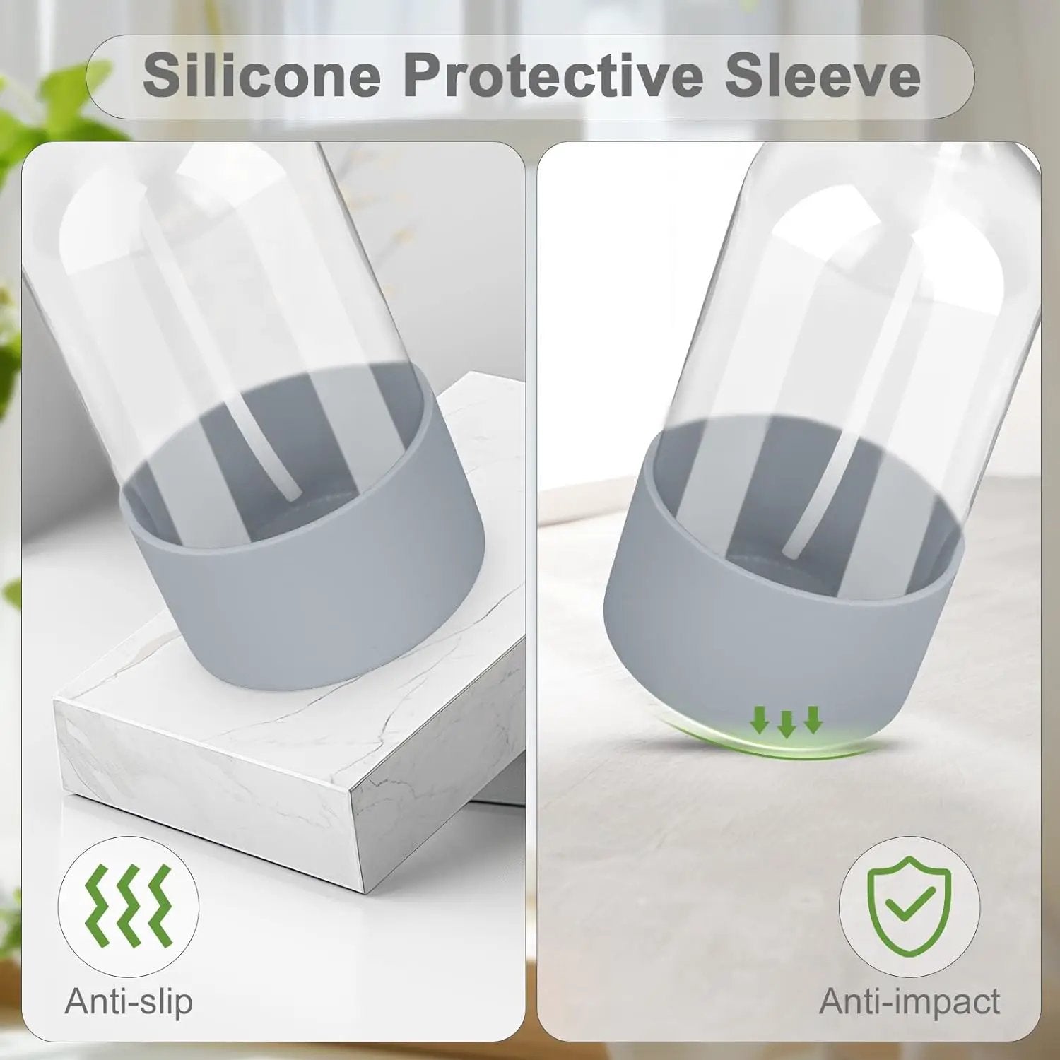 2 Pack Glass Spray Bottles with Silicone Sleeve, 16 oz Empty Refillable Containers with Adjustable Spray Nozzles, Spray Bottles for Hair, Cleaning Solutions and Plants by GreenHaven Gardens