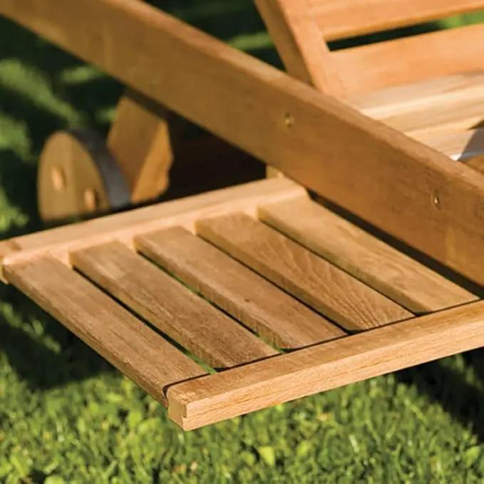 3-Piece Teak Patio Conversation Set with Sun Bed Loungers & 20-Inch Square Folding Picnic Table (P143NA), Navy Sun Bed Cushions by GreenHaven Gardens