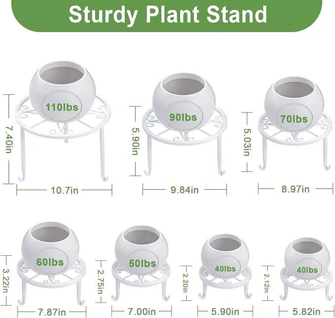 ZUIYIN 7 Pack Metal Plant Stands for Outdoor Indoor, Anti-Rust Iron Flower Pot Stands Outdoor Plants Stands, Indoor Floor Plant Holder Heavy Duty Plant Shelf for Patio, Plant Lover Gifts(White) by GreenHaven Gardens
