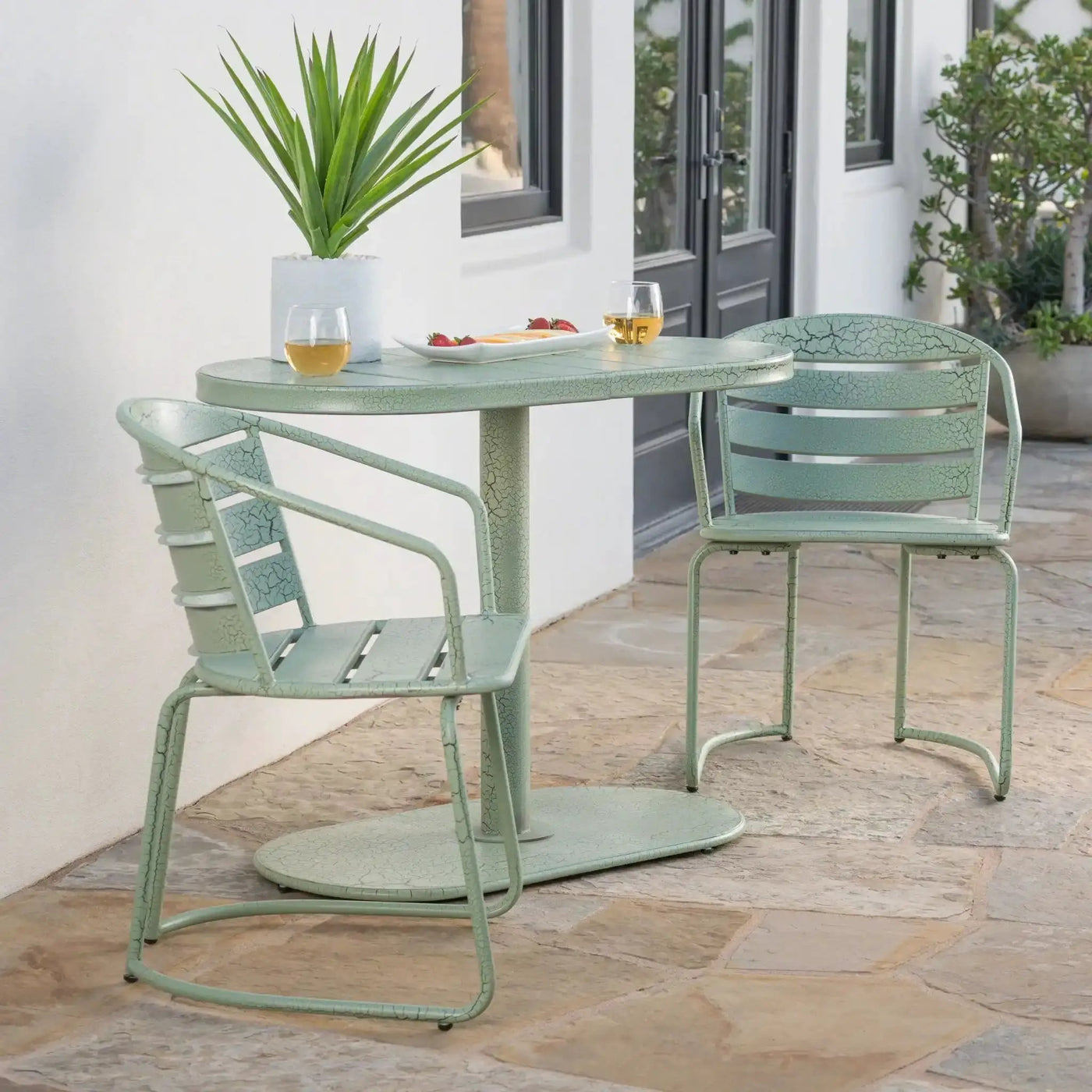 3 Piece Elegant Outdoor Bistro Set With 2 Chairs And Oval Table by HouseOfZazla