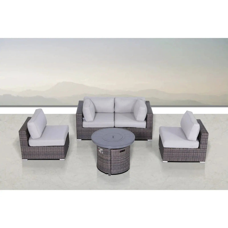 Wicker Outdoor Lounge Set With Cushions And Fire Pit by Unique Piece Furniture