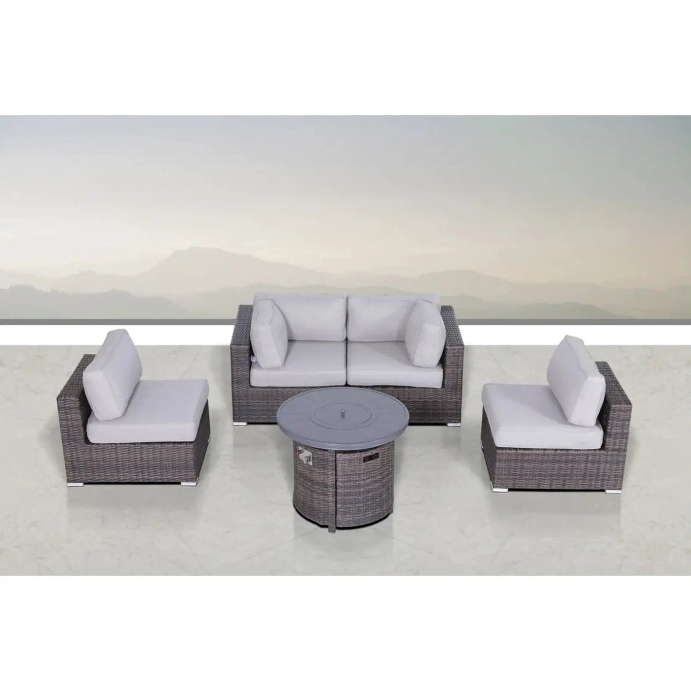 Wicker Outdoor Lounge Set With Cushions And Fire Pit by HouseOfZazla