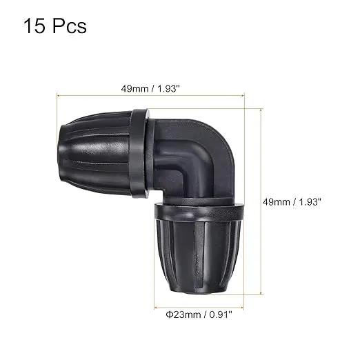 MECCANIXITY Drip Irrigation Elbow Barbed Fitting 8mm/11mm Tubing for Garden Drip Tape Tubing Sprinkler System Black Pack of 15 by GreenHaven Gardens