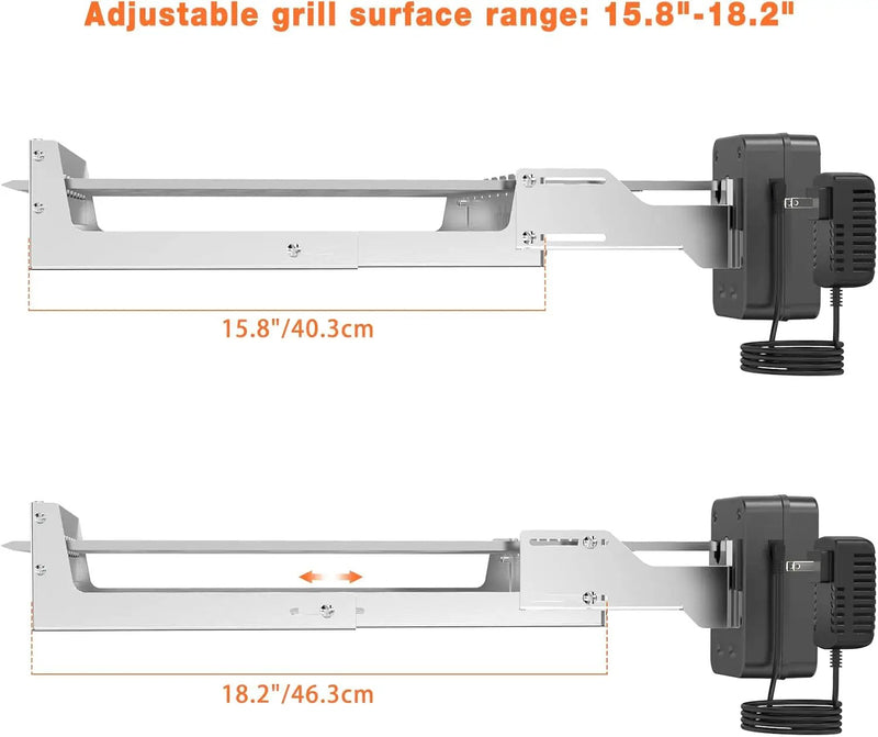 only fire Stainless Steel Electric Skewer Turner, Rotated Grilling Rack Shish Kabob Set with 7 Skewers and Dual-Purpose Rotisserie Motor by GreenHaven Gardens