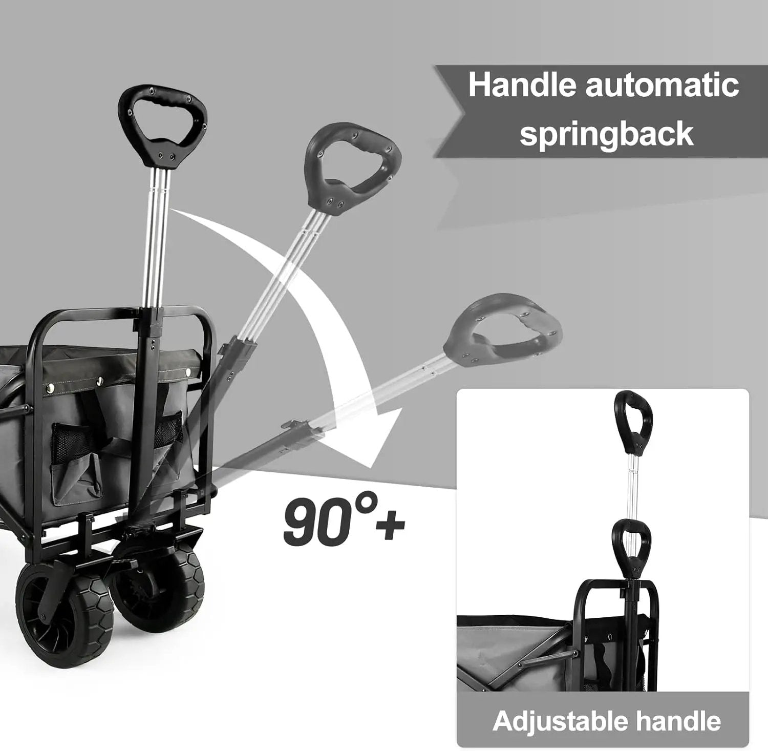 Whitsunday Collapsible Wagon with Tailgate for Camping Outdoor (Dark Grey, No Table) by GreenHaven Gardens