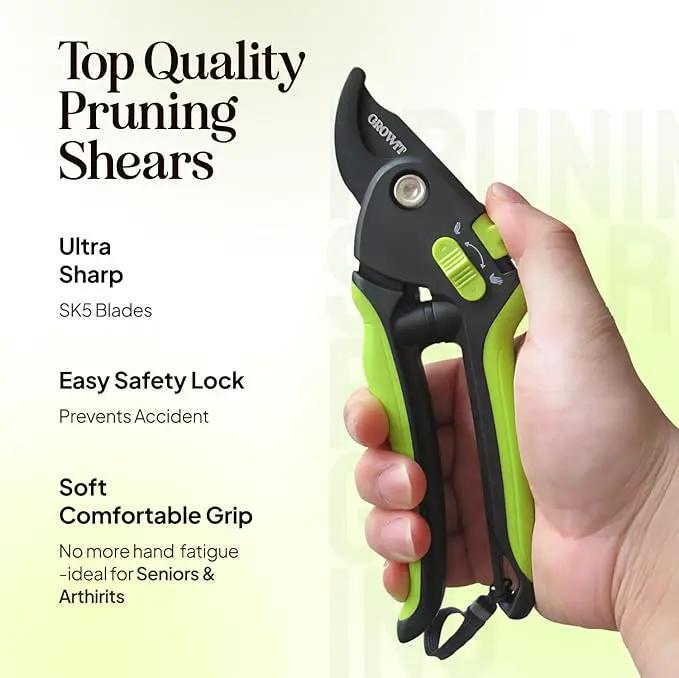 Ultra Sharp Pruning Shears Hedge Clipper – Cuts 3X Easier, Dual-Size Opening, Weak Hand Arthritis Clippers, Rust-Resistant Pruner, Effortlessly Cuts by GreenHaven Gardens