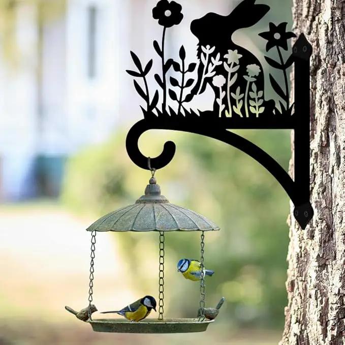 Peacoblue Iron Plant Hangers Hooks for Outdoor Indoor Hanging Plants Flower Fern Pots, Lantern, Bird Feeder, Wind Chimes, 12”x14” Weather Resistant Metal Wall Holder for Porch Garden Farmhouse(Rabbit) by GreenHaven Gardens