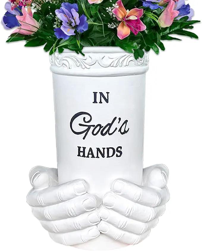 BAYN Grave Decorations for Cemetery, Hand Held Vases with Spikes for Garden Decorations Waterproof Garden Statues Memorial Gifts for Loss of Loved One by GreenHaven Gardens