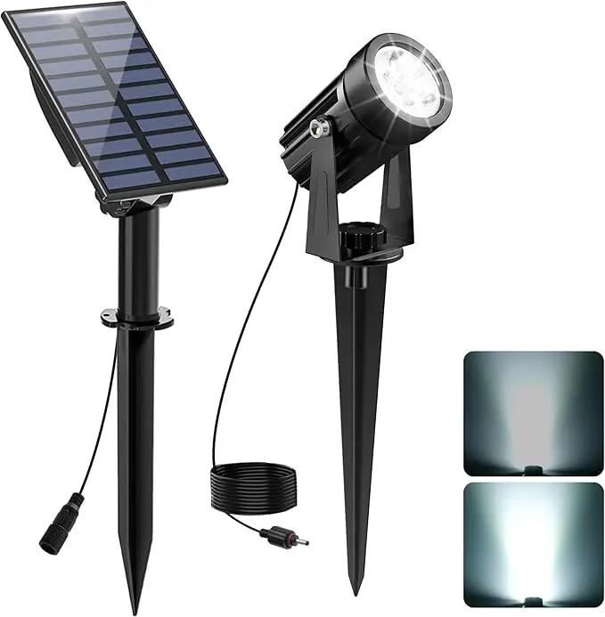 Solar Spot Lights Outdoor, Solar Landscape Spotlights IP65 Waterproof 9.8ft Cable,Auto On/Off Outdoor Wall Lights for Garden Yard Driveway Porch Walkway Pool (6000K White) by GreenHaven Gardens