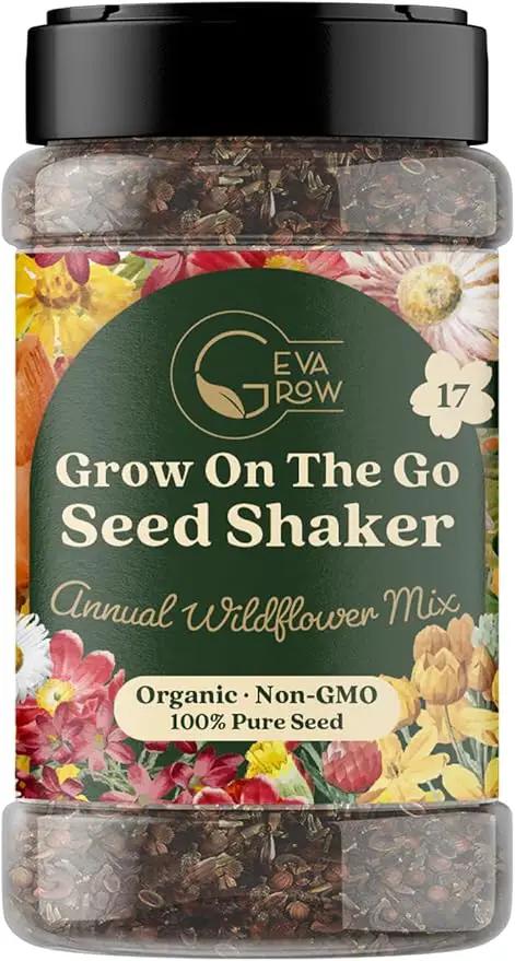 Wildflower Seed Shaker – Awesome Annual Mix by GevaGrow - 2 Ounce Shaker by GreenHaven Gardens